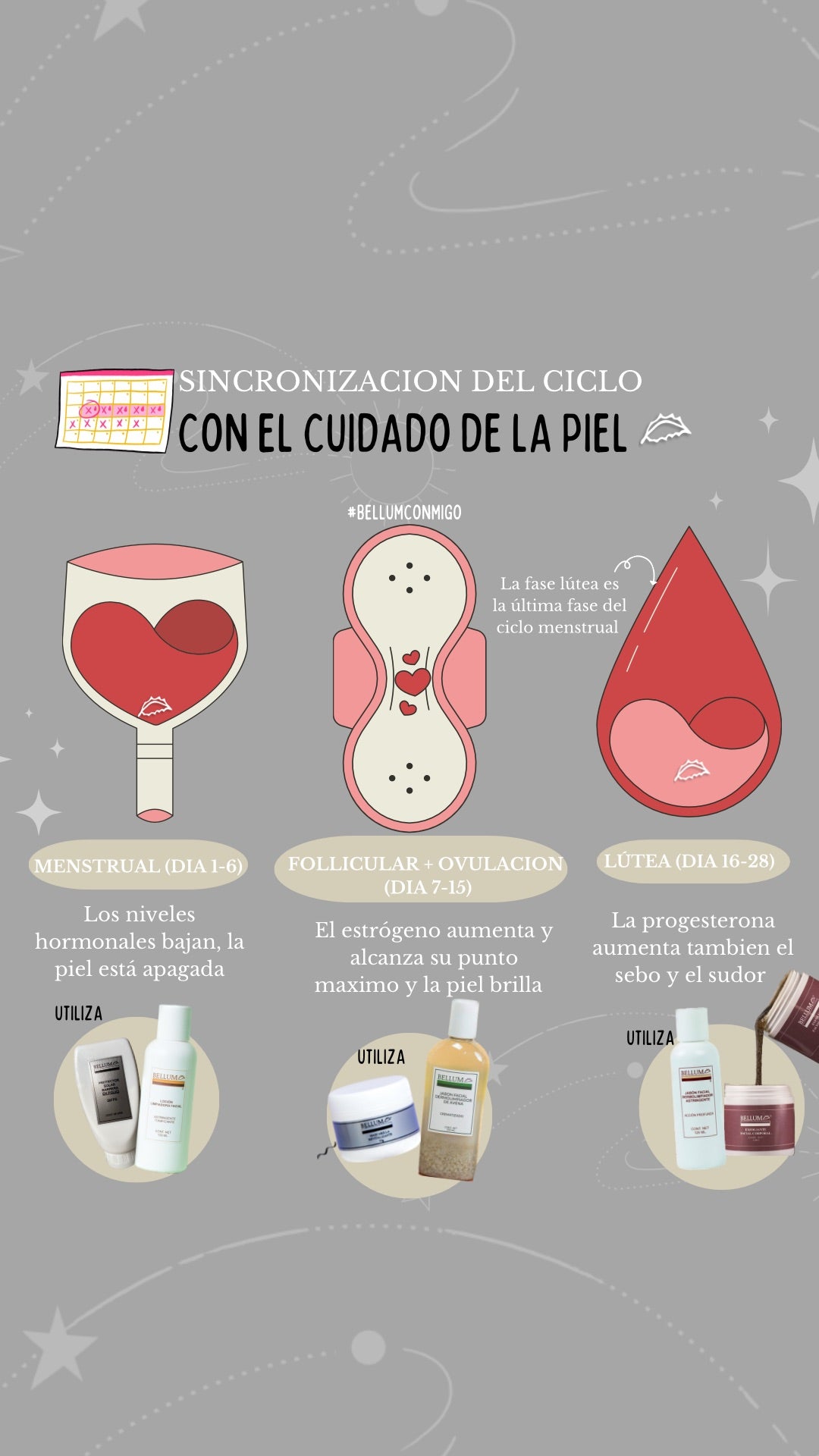 Sincronización del ciclo menstrual con tu piel ❤️